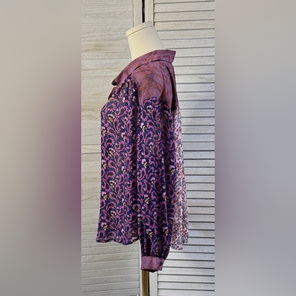 Free People Multicolor Patchwork Blouse. Sheer. Excellent Condition. Medium - Picture 3 of 14